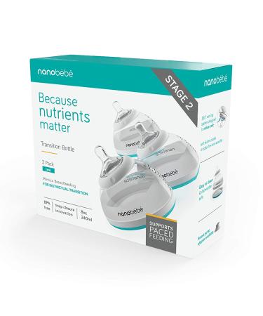 Nanobebe Transition Bottle Stage 2 Teal 3 Pack 8 oz (240 ml) Each - Buy Online on SooperMarket.com