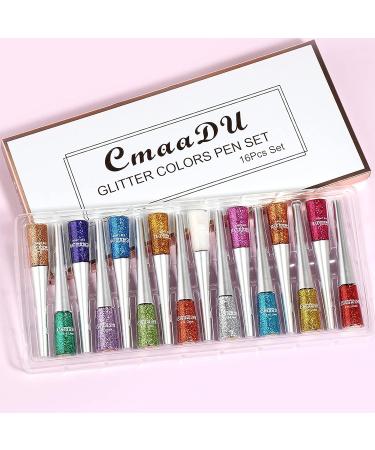 Gireatick 16PCS Liquid Glitter Eyeliner Set - High Pigmented Colors for Brightened Eyes | Waterproof Metallic Shimmer Eyeshadow Kit - Buy Online on SooperMarket.com