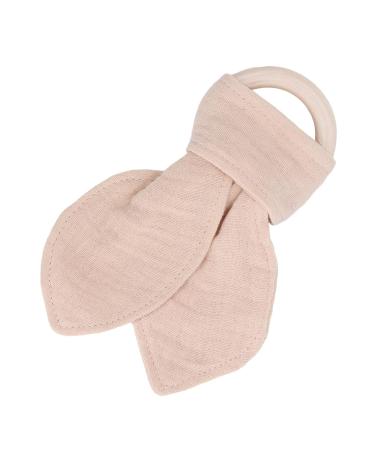 Baby Teething Wooden Ring - Bunny Ears Design | Soothing Cotton Gauze Bite-Resistant | Ideal Teething Relief (Khaki) - Buy Online on SooperMarket.com