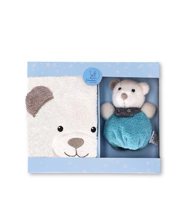 Sterntaler Baby Unisex Gift Set Baby Gift Set Polar Bear with Bib and Cuddly Bag - Baby Gift - beige Elia Single