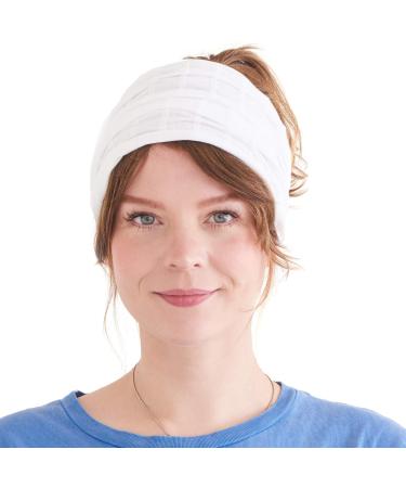 CHARM Cotton Hairband Headband Bandana Unisex -Soft Wide Chemo Headband Japanese White