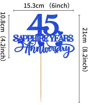 Cyodoos 1 Pcs 45th Sapphire Years Anniversary Cake Toppers 45th Sapphire Years Anniversary Heart Cake Decoration Celebration Party Supplies Birthday Party Decoration blue - Buy Online on SooperMarket.com