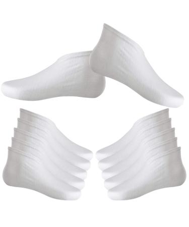 DEZHI 6 Pairs Cotton Moisture Socks Foot Spa Socks Moisturizing Socks for Dry Hard Cracked Skin White