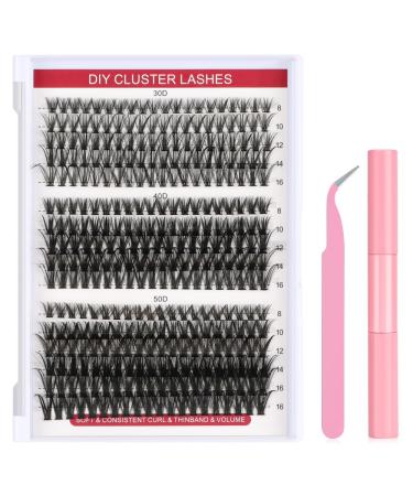Rxuaw DIY Eyelash Extension Kit with and Seal Wispy D Curl Individual Lashes Kit for Self Application at Home Combination 1