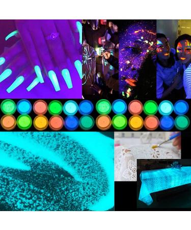 Glow in The Dark Pigment Powder Set - Pack of 24 Neon Color Changing Luminous Powder for Epoxy Resin, DIY Crafts, Nail Art & Halloween Party - Buy Online on SooperMarket.com