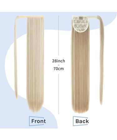 Sandy&Bleach Blond 28 Silk-co Clip in Ponytail Extension for Women - Heat-Resistant Straight Wrap Around Hairpiece - 28 Inch Long Smooth Hair Clip - Buy Online on SooperMarket.com