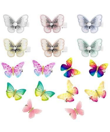16 Colorful Butterfly Hair Clips Duckbill Hair Clips Playful Girl Hair Accessories Realistic Butterfly Hair Clips Clips That Don't Hurt Hair Clips That Don't Fade