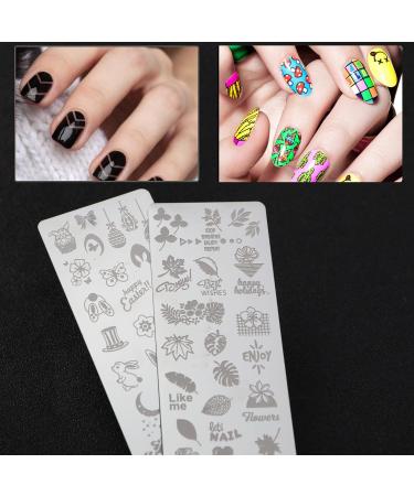 13-Piece Nail Art Punching Panels & Scrapers - Flower & Animal Patterns for Professional DIY Manicure | International Shipping - Buy Online on SooperMarket.com