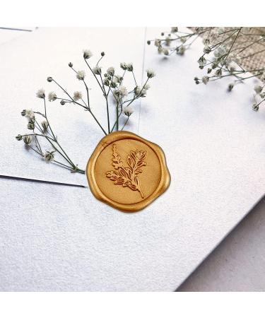 Botanical Adhesive Wax Seal Stickers 25Pk - Pre-Made from Real Sealing Wax (Gold)