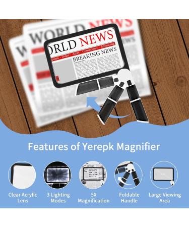 5X Magnifying Glass with LED Light Lighted Magnifying Glass with 48 LED Cold&Warm Light(3Modes) Handheld Rectangle Magnifier Glass for Reading and Close Working Gift for Low Vision and Seniors - Buy Online on SooperMarket.com