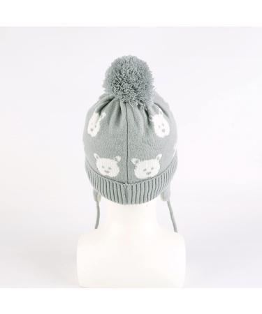 LANGZHEN Toddler Kids Winter Hat Earflap Knit Cap | Fleece Lined Beanie for Baby Boys Girls 2-4 Years - Light Grey-Bear - Buy Online on SooperMarket.com
