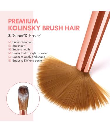 Saviland 3 PCS Kolinsky Acrylic Nail Brush Set | Size 8/10/14 Premium Quality Durable Nail Art Brush for Acrylic Powder, Monomer Liquid, Nail Extensions, and 3D Nailcarving - Perfect Christmas Gift for Women - Buy Online on SooperMarket.com