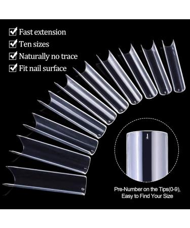 Kalolary 500PCs Extra Long Transparent C Curve Nail Tips XXL Coffin Shape French Fake Nails for Nail Art & Manicure - Buy Online on SooperMarket.com