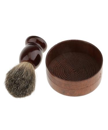 F Fityle Wooden Men's Shaving Brush with Shaving Bowl Barber Beard