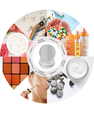 Firschoie 20ml Aluminum Jars Empty Cream Jars with Screw Cap 28 Stickers & 4 Spatulas for Makeup Creams & Mini Candles (Silver) - International Shipping Available - Buy Online on SooperMarket.com