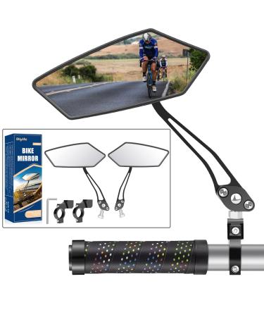 2 pieces of extra large bike mirror DIYIFE 15.5 cm HD real glass impact -resistant mirror surface 360 rotatable foldable rear mirror for bike ebike scooter motorcycle suitable for 22 26 mm handlebar black