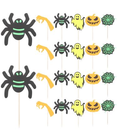 Gadpiparty 24pcs Halloween Fluorescent Inserts Lantern Wood Pumpkin