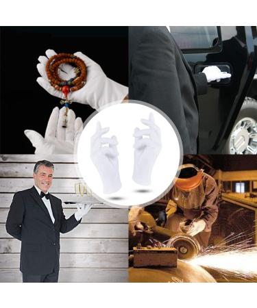 Rovtop White Gloves - 20Pcs/10Pairs for Jewelry Inspection, Moisturizing, Eczema Hand Spa | Comfortable and Large White Gloves - Buy Online on SooperMarket.com