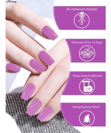 Kalolary 32PCS Cured Gel Nail Polish Strips Adhesive Full Wrap Gel Nail Art Sticker Waterproof Gel Nail Wrap Stickers with Nail File and Stick(UV/LED Lamp Required) (Purple) - Buy Online on SooperMarket.com