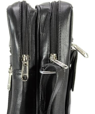 Paul Walter Genuine Leather Black Crossbody Shoulder Bag - Unisex Travel Kit Handbag - Buy Online on SooperMarket.com
