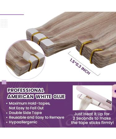 LAAVOO Tape In Hair Extensions - Real Hair Blond & Ash Blond Highlights 25cm 20PCs - Invisible & Smooth #P18/613 - Buy Online on SooperMarket.com