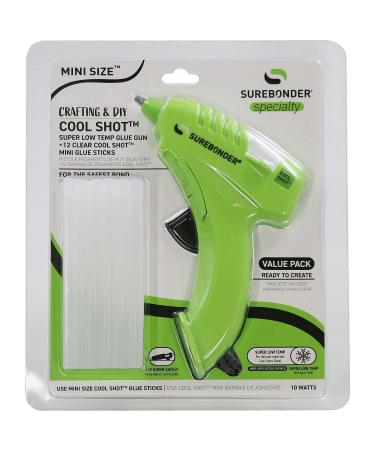 Surebonder Ultra Low Temperature Cool Shot Mini Glue Gun  Compact Size  Extra Safe at 10 Watts  Bonds Delicate Materials Like Paper  Fabric  Foam  Flowers  12 Sticks Included (Plus Series KD-160FKIT)