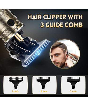 Professional T-Blade Cordless Hair Trimmer for Men - Zero Gap Electric Beard & Hair Clippers Kit with LCD Display - Rechargeable & Gold - Perfect Gifts for Men - Buy Online on SooperMarket.com