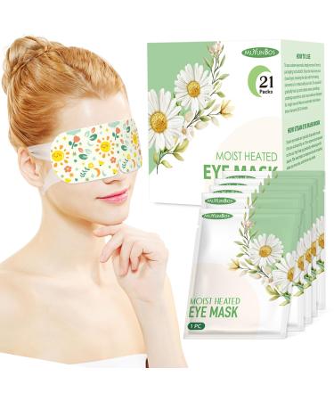 MUYUNBOS 21 PACKS Self Heated Eye Mask Disposable Soothing Steam Eyes Moisturizing Heat Eye Mask Warm And Comfy For Migraines Tired Eyes Dry Eyes (Chamomile)