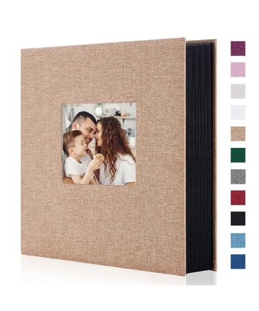 Miaikoe Photo Album 6x4 400 Pockets Slip in Large Capacity Album for Family Wedding Anniversary Linen Album Book Holds 400 Vertical 10x15cm Photos(400 Pockets Khaki) 400 Pockets Khaki