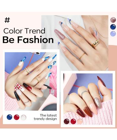 Modelones Gel Nail Polish Kit 20 Colors Nude Gel Polish Set White Glitter Pink Navy Blue Chameleon with Glitter Glossy&Matte Top Base Coat Nails Art Starter Manicure Home DIY Gifts Pink Blue - Buy Online on SooperMarket.com