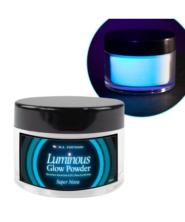 WA Portman Luminous White Glow Powder - 60g (2.12 oz) per Jar - Glow in The Dark Resin Pigment - Glow Powder for Resin - Glow in The Dark Powder for Resin - Phosphorescent Powder White to Light Blue