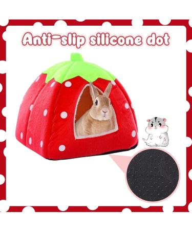Kuoser Small Animal Winter House | Non-Slip Strawberry Hedgehog Bed | Removable Pad | Guinea Pig, Hamster, Chinchilla, Ferret, Rabbit House - Buy Online on SooperMarket.com