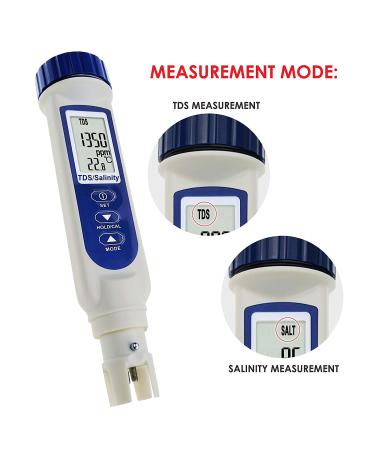 High Accuracy Salinity Tester with Automatic Calibration for Salt Water - Portable Salinity/TDS/Temperature Meter for Pool and Aquarium - Includes Salinity Calibration Solution - Best Salinity/TDS & Temp. Meter - Buy Online on SooperMarket.com