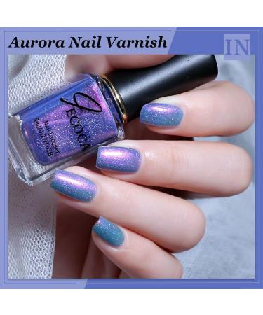 Purple Nail Varnish Chrome Nail Polish Glitter Aurora Gel Nail Varnish Quick Dry Soak Off Nail Art Manicure Pedicure For Professional Drying No UV Needed For Women Party 8ml - Buy Online on SooperMarket.com