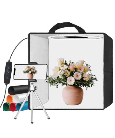 Emart Light Box Photography, 12"x12" Product Photo Studio Lightbox with 120 LED Lights & 6 Waterproof Backdrops, Portable Dimmable Shooting Tent kit for Jewelry and Small Items Products 12"x12" New-Black