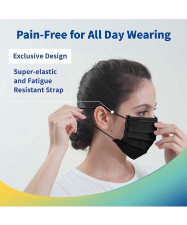 Medtecs Disposable Face Mask - 50/2000 PCS - 3 Layer Breathable Protection - CoverU Adult Mask - Black 50 PCS - Buy Online on SooperMarket.com
