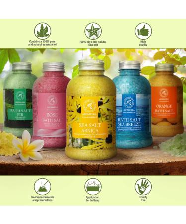 Arnica Bath Salts 21.16 Oz with Rosemary Orange & Fir Oils - 100% Natural Sea Salt - Relaxing Body Care for Good Sleep and Beauty - Buy Online on SooperMarket.com