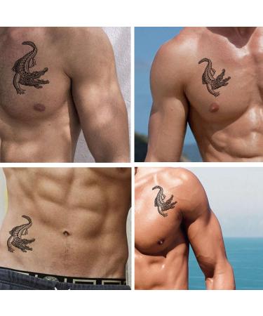 Dopetattoo Six Sheets Temporary Tattoos: Caiman Crocodiles, Tribal Ornaments for Men and Women - Neck, Arm, Chest - Buy Online on SooperMarket.com
