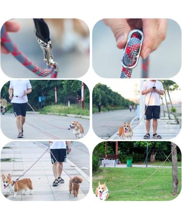 Adjustable 2.6m Dog Leash - Reflective Nylon for Walking Running & Training - Orange & Gray | Multifuntional with Double Linen & Movable Metal Rings - Buy Online on SooperMarket.com