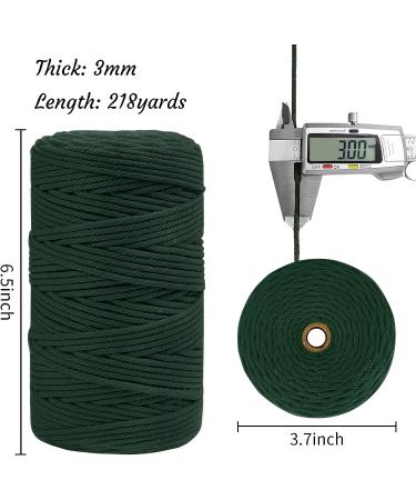 LEREATI 3mm Macrame Cord 219 Yards | Natural Cotton Twine for Crafts | Thick Colored Macrame Rope Yarn for DIY Projects | Peacock Blue Macrame String - 3mmx219yards - Buy Online on SooperMarket.com