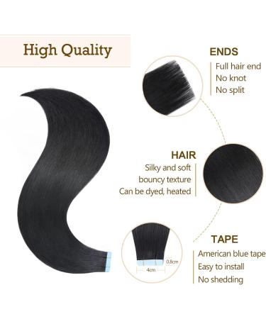 AGMITY Tape in Hair Extensions Human Hair Jet Black 16 inches 20pcs 40g/pack Invisible Straight Seamless Skin Weft Remy Hair Extensions Tape in Human Hair(16 inches #1 Jet Black) 16 inch #1 Jet Black - Buy Online on SooperMarket.com