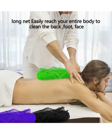 African Net Soft Bath Sponge Set for Exfoliating and Smoothing Skin - 3 Piece Back Scrubber & Long Shower Net for Daily Use - Buy Online on SooperMarket.com