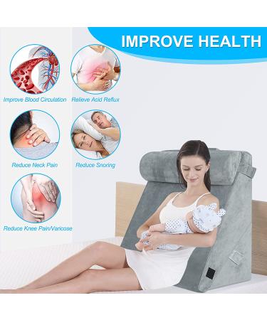 Howhom Adjustable Memory Foam Bed Wedge Pillow - Orthopedic Incline Cushion for Snoring, Allergies, Reading, Sleeping, Acid Reflux - Reduce Neck and Back Pain - Grey - Buy Online on SooperMarket.com