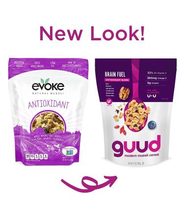 GUUD Brain Fuel Antioxidant Blend Muesli Cereal 12oz - Gluten Free, Vegan, Non-GMO with Oats, Walnuts, Goji Berries, Cranberries, Blueberries, Cacao Nibs - Kosher Certified - 1 Pack - Buy Online on SooperMarket.com