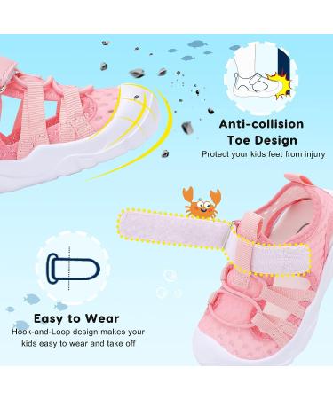 JOINFREE Toddler Water Shoes - Breathable Quick Dry Beach Sandals, Lightweight & Flexible - 7 Toddler Pink - Buy Online on SooperMarket.com