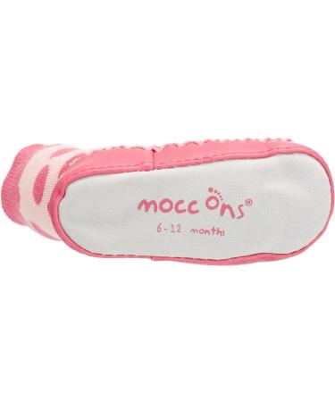 Mocc Ons Washable Leather Sole Slipper Socks (18-24 Months) - Pink Spot - Buy Online on SooperMarket.com