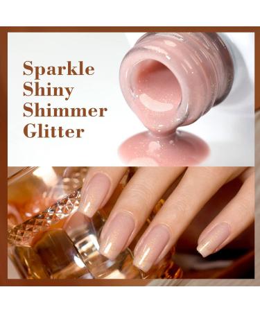 RARJSM Glitter Nude Gel Polish Set - 6pcs Pale Pink, Milky Jelly, Cashmere, Beige, Apricot, Champagne, Brown | UV LED Cured Translucent Natural Soak Off Iridescent Holographic Nail Polish 7.5ml - Buy Online on SooperMarket.com