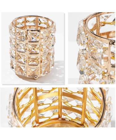 Torribala 2 Pieces Crystal Pen Holder Glass Container in Japanese Metal Luxury Beauty Tool Storage - Buy Online on SooperMarket.com