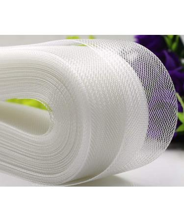 Abbaoww 50 Yards Stiff Horsehair Braid 5 Inch for Polyester Boning Sewing Wedding Dress Dance Gowns Dress Accessories, White White 5 Inch