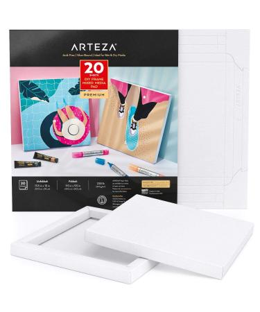 ARTEZA Mixed Media Paper Foldable Canvas Pad  9.5x9.5 Inches  20 Sheets  DIY Frame  Heavyweight Multimedia Paper  228 lb  370 GSM  Acid-Free  Art Supplies for Painting & Mixed Media Art